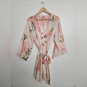 Plum‎ Pretty Sugar Floral Robe Pink Pastel Boho Kimono Bridesmaid Small